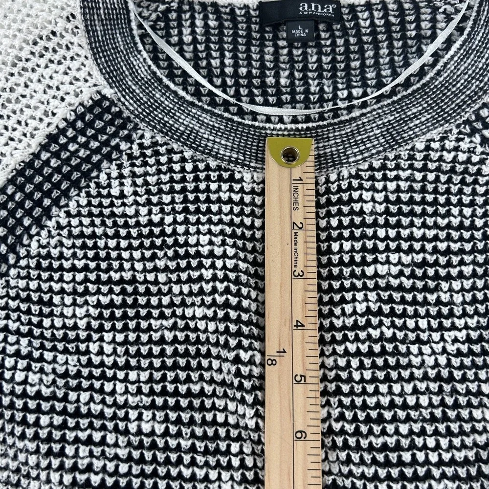 A.N.A Sweater Women Large Black White‎ Long Sleeves A New Approach Blend Cotton